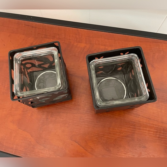 Accents Black Metal And Glass Square Candle Holder Votives Poshmark